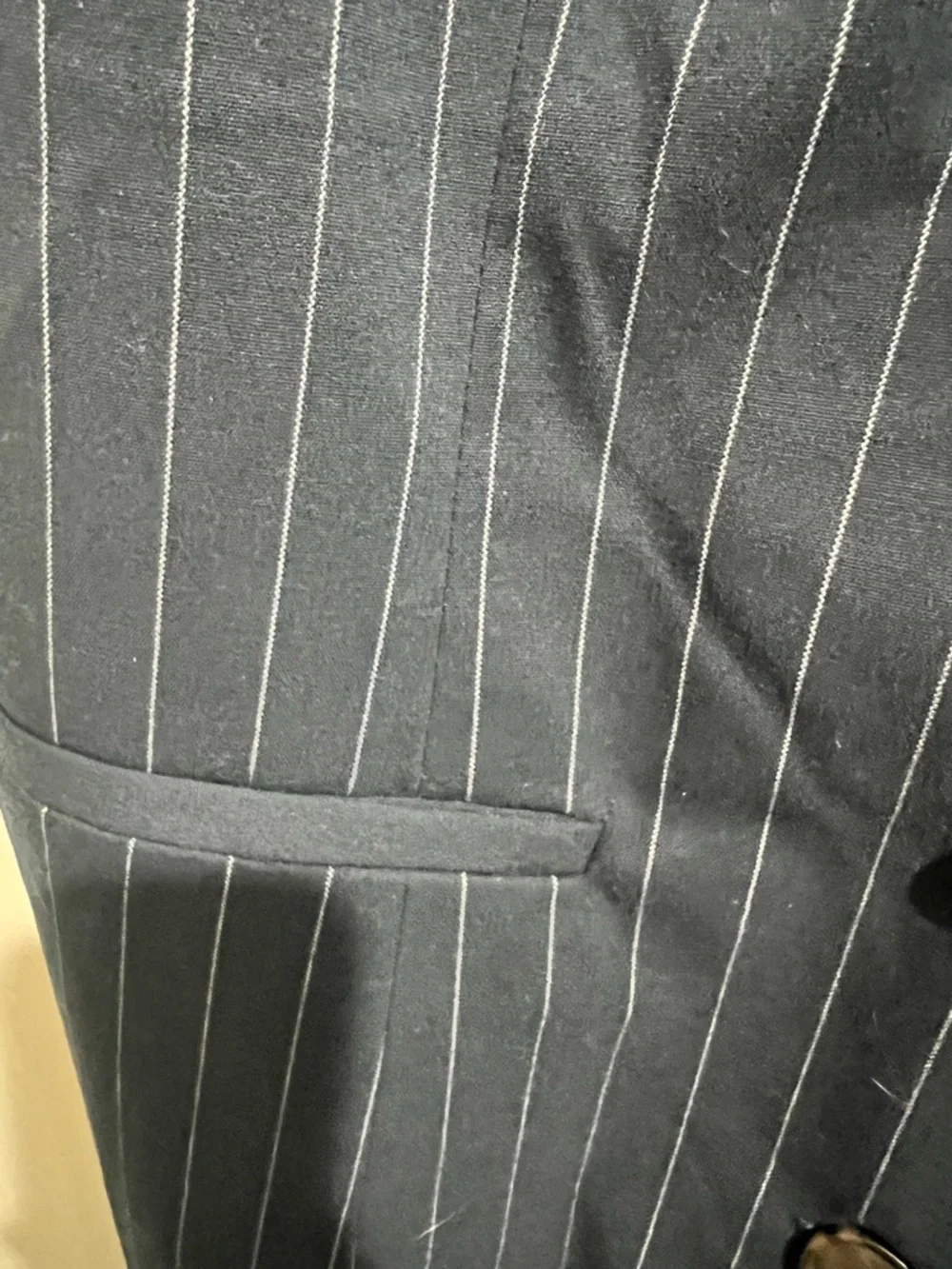 Target Navy Pinstripe Sleeveless Button-Front Mini Dress - Picture 4 of 7